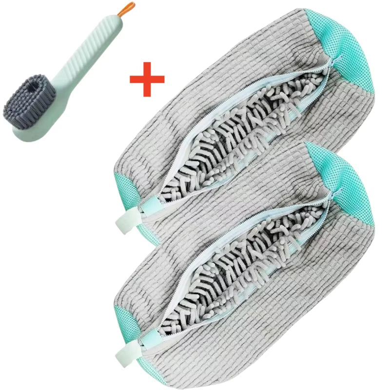 1/2/4PCS Shoe Washing Machine Bag with Liquid Shoe Brush Set Durable Laundry Shoe Bag and Soft Bristle Clean Brush for All Shoes