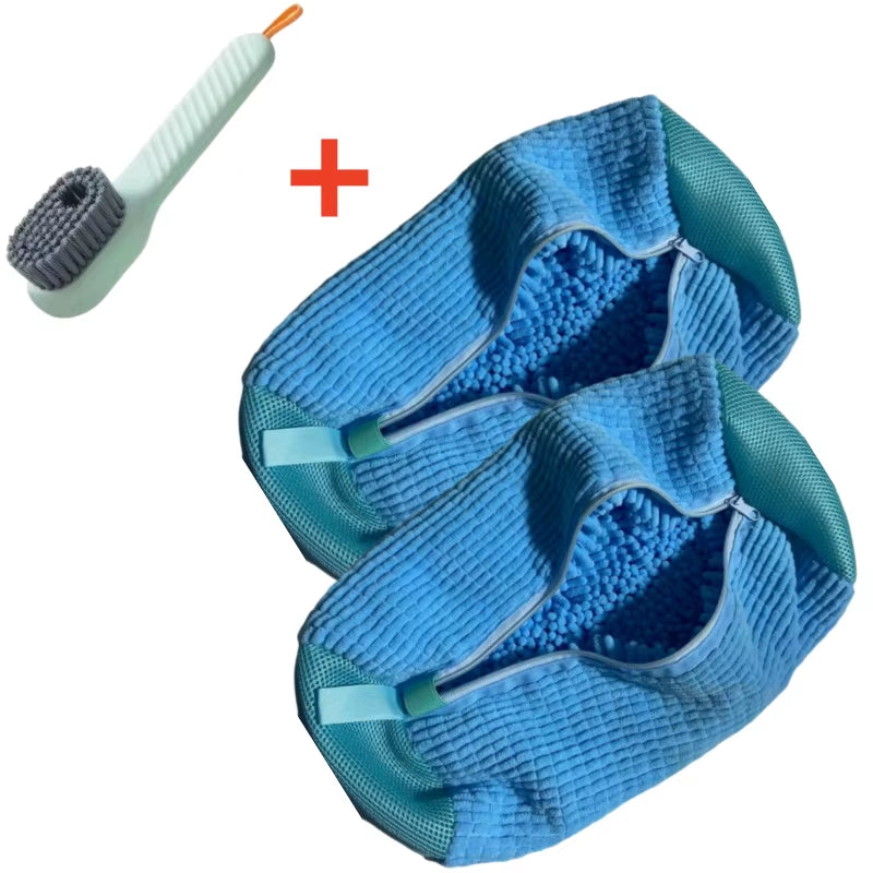 1/2/4PCS Shoe Washing Machine Bag with Liquid Shoe Brush Set Durable Laundry Shoe Bag and Soft Bristle Clean Brush for All Shoes