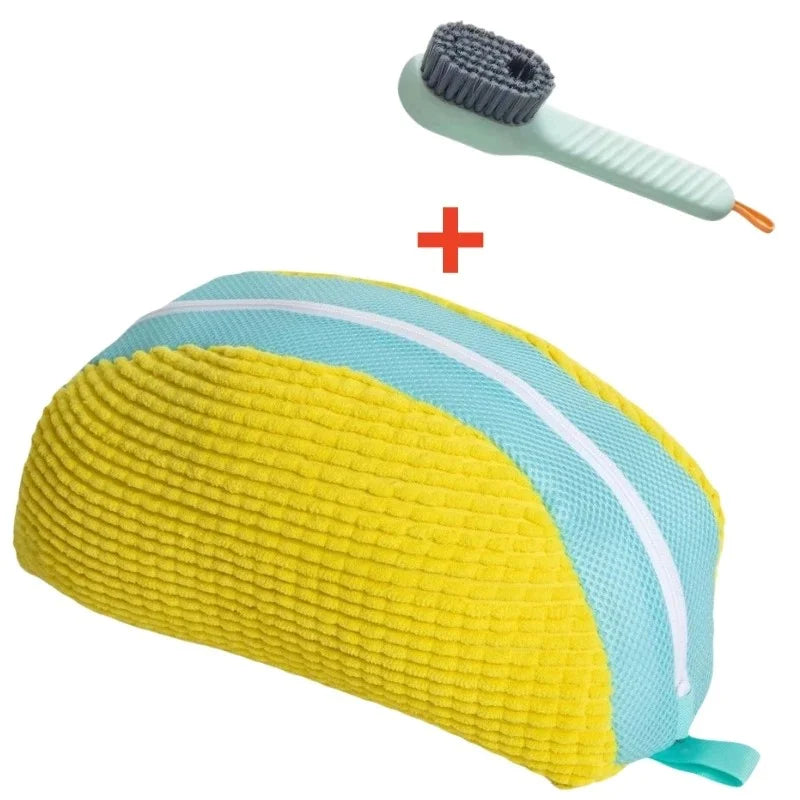 1/2/4PCS Shoe Washing Machine Bag with Liquid Shoe Brush Set Durable Laundry Shoe Bag and Soft Bristle Clean Brush for All Shoes