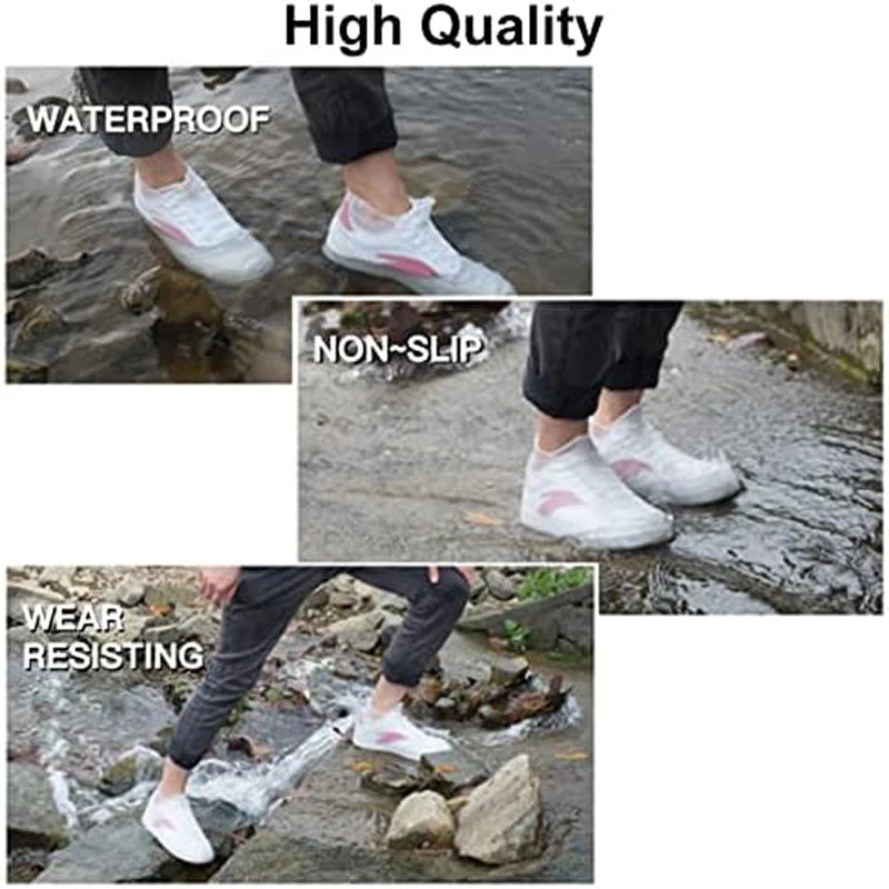 Silicone Waterproof Shoe Covers, Upgrade Reusable Washable Resistant Outdoor Rainy Overshoes Protection Boots Rain Non-Slip