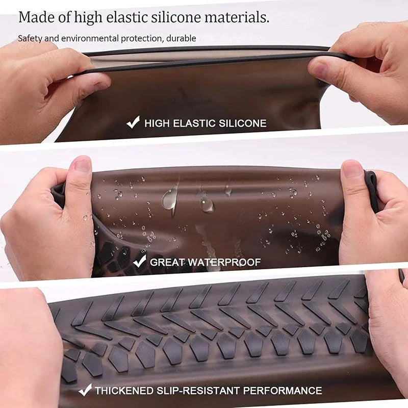 Silicone Waterproof Shoe Covers, Upgrade Reusable Washable Resistant Outdoor Rainy Overshoes Protection Boots Rain Non-Slip