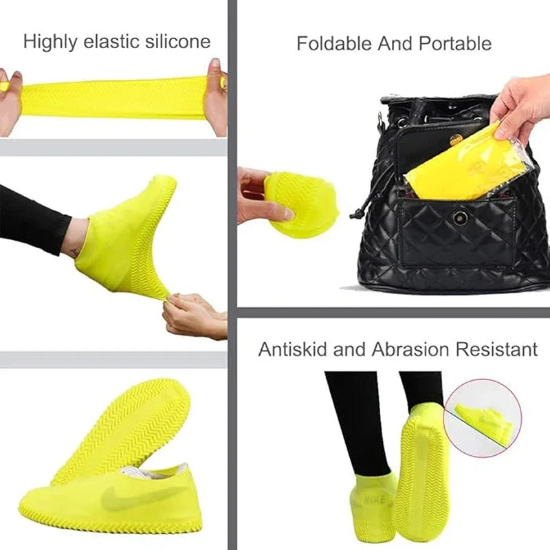 Silicone Waterproof Shoe Covers, Upgrade Reusable Washable Resistant Outdoor Rainy Overshoes Protection Boots Rain Non-Slip