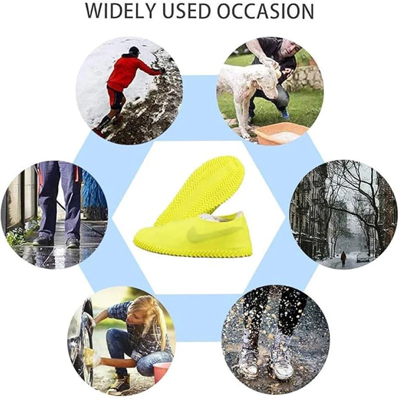 Silicone Waterproof Shoe Covers, Upgrade Reusable Washable Resistant Outdoor Rainy Overshoes Protection Boots Rain Non-Slip