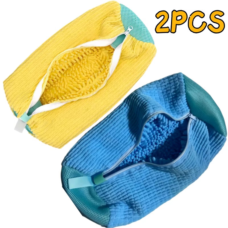 1/2/4PCS Shoe Washing Machine Bag with Liquid Shoe Brush Set Durable Laundry Shoe Bag and Soft Bristle Clean Brush for All Shoes