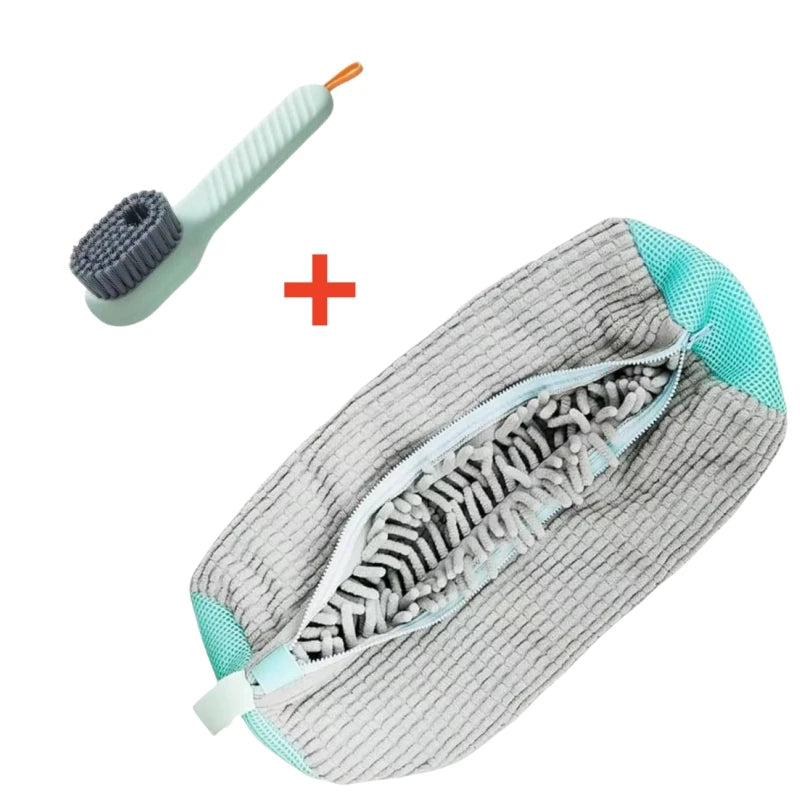 1/2/4PCS Shoe Washing Machine Bag with Liquid Shoe Brush Set Durable Laundry Shoe Bag and Soft Bristle Clean Brush for All Shoes