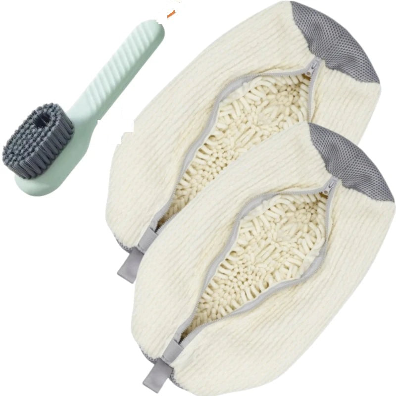 PairRevive 360° wash bag two-pack in beige with cleaning brush