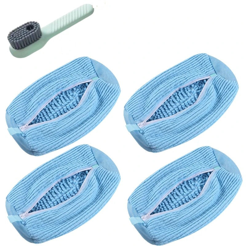 PairRevive 360° wash bag four-pack in blue with cleaning brush