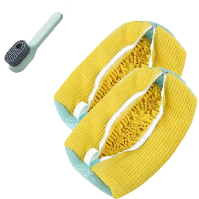 PairRevive 360° wash bag two-pack in yellow with cleaning brush