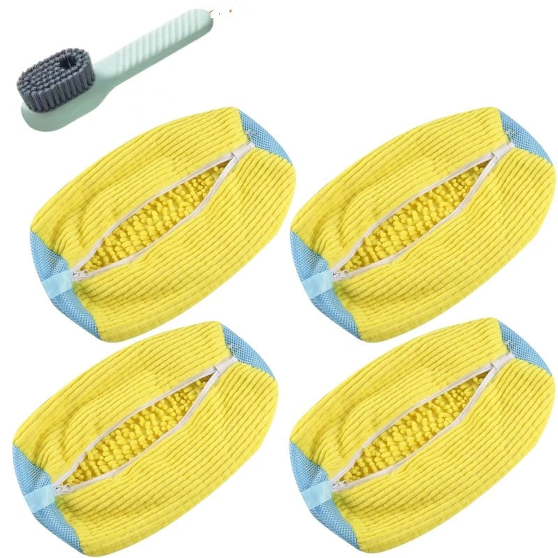 PairRevive 360° wash bag four-pack in yellow with cleaning brush