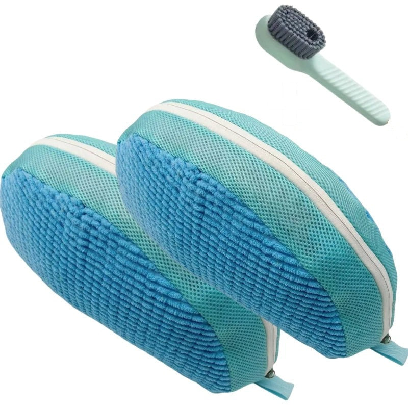 PairRevive Dome wash bag two-pack in blue with cleaning brush
